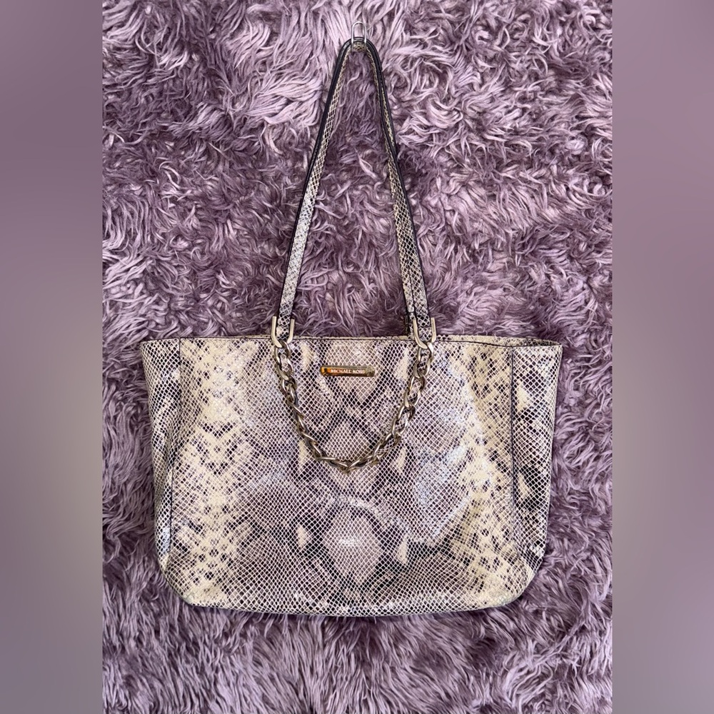 Michael Kors Snake Print Tote in Black and Cream